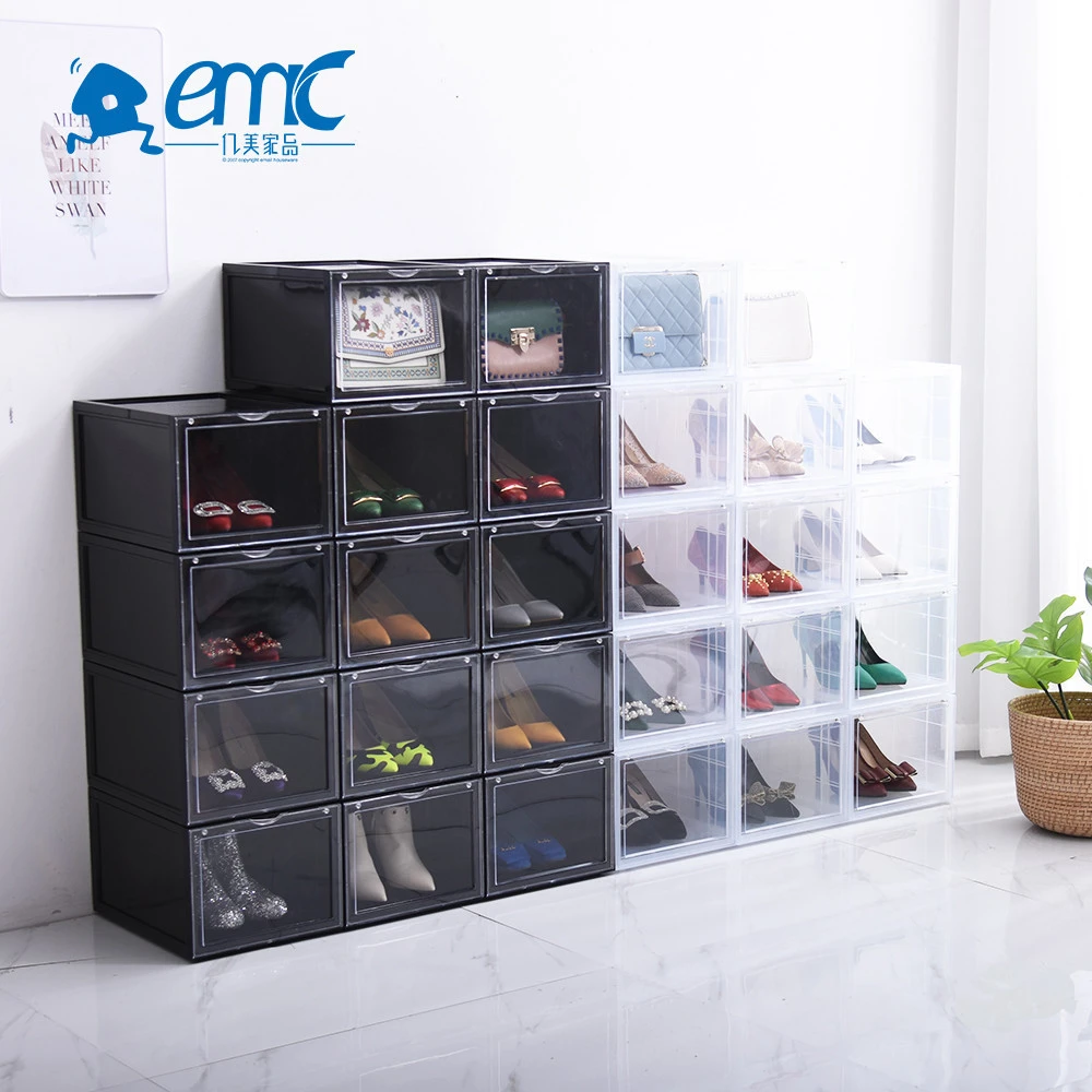 Wholesale stackable storage box clear plastic shoe container