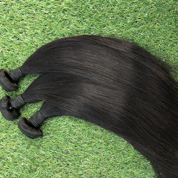 Wholesale straight Indian 100% virgin hair weft natural color human hair extensions