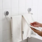 Wholesale Wall Mounted Stainless Steel Towel Bar Non-trace stick Bathroom Hanger with hook  Slippers Rack Towel racks