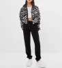 Winter Fashion Casual Animal Print Fringe Zip Up  Sherpa Cropped Teddy  Fleece  Faux Fur Jacket Women