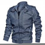 Winter new men's locomotive high quality water washed leather windproof Plush jacket size increased Pu plus size