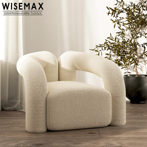 WISEMAX FURNITURE luxury modern living room furniture single sofa armchair lambswool leisure floor accent chairs
