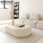 WISEMAX FURNITURE Modern living room furniture oval pebble shaped fiberglass coffee table
