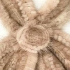 woman long natural warm white genuine knit real fur mink scarf shawl