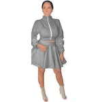 women fashion solid top and flare pants two piece out FNDN8194