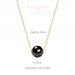 Womens 18K Pure Yellow Gold Chain Necklace with 9-10mm Natural Tahitian Pearl Wholesale Free Shipping