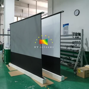 XYSCREEN 150inch floor rising projection screen 4K ALR grey pull up floor rising  electric  projection screen for UST projector