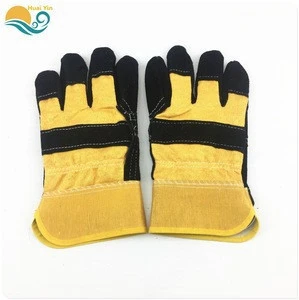 Yellow Color Welding Gloves Cow Split Leather Work Glove Leather cotton Safety Gloves
