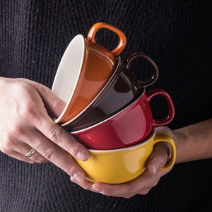 Yellow/black/red/orange color glazed factory stocked ceramic cup porcelain coffee/milk barware mug
