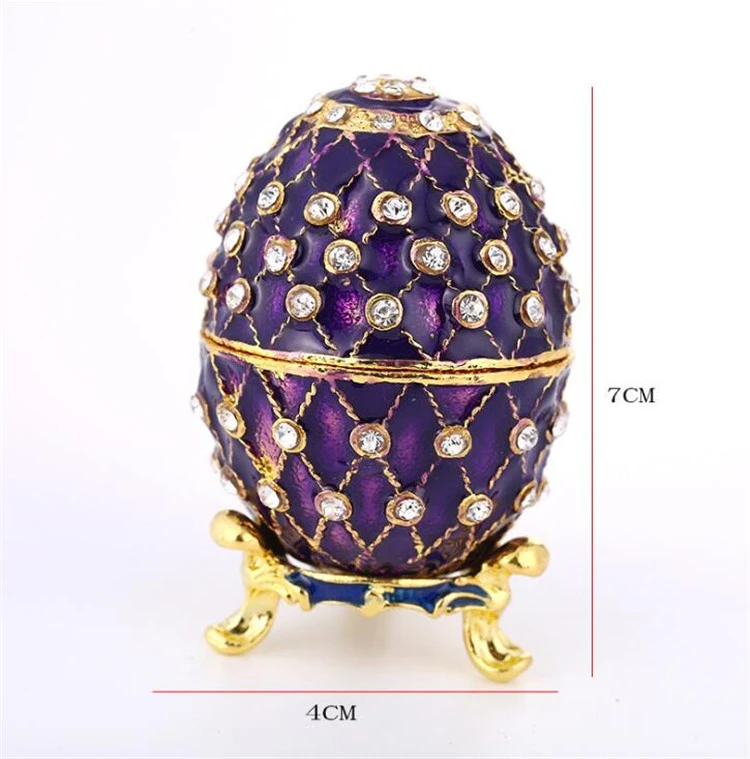 Zinc Alloy Metal Easter Russian Faberge Enameled Jewelry Egg carton toothpick holder