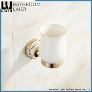 Zinc Alloy Wall Mounted Bottle Holder Gold Plating Bathroom Accessories Single Cup & Tumbler Holders