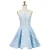 Import Halter Deep V Neckline Gown Light Blue Knee Length Prom Homecoming Dress from China