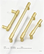 6725 Zinc Alloy Fluted Cabinet Pull Handle Brushed Gold Furniture Drawer Wardrobe Handle