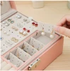 Luxury Pink Faux Leather Jewellery Box – Multi-tier Storage Organizer