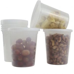 900ML Round Microwave Disposable Plastic Cup for Home Kitchen Airtight Plastic Storage Food Container Set