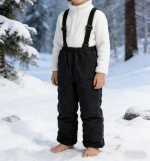 Kids Insulated Ski Bib Pants, Adjustable Shoulder Straps, Windproof Waterproof Snow Pants
