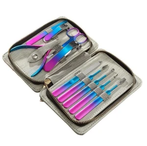 10pcs Blue Purple Manicure Set Grooming Set Nail Trimming Set