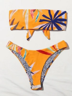 2020 Custom high quality sporty bikini floral print cheeky reversible bikini