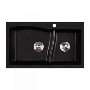 HY810 Black Double Bowl Granite Kitchen Sink
