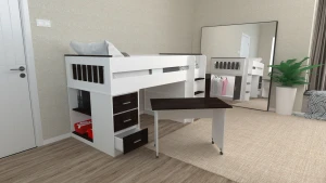 SS 9040 Modern Bed With Desk & Storages