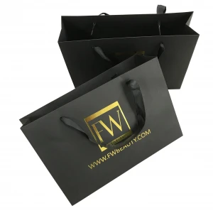 BLACK PAPER SHOPPING BAG WITH Gold Logo