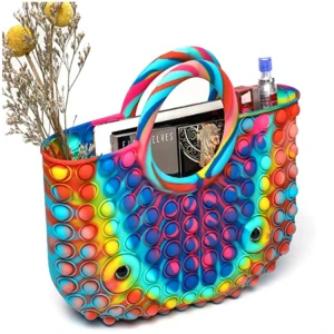 Creative Outing Leisure Bag Fidget Hand Bag Large Capacity Push Popper Bubble Silicone Fidget Handbag For Fidget Bag