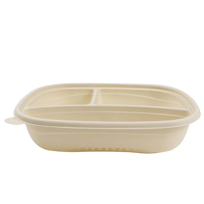 Buy 3 Compartment Corn Starch Takeaway Lunch Food Container Disposable ...