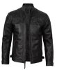 Cafe Racer Quilted Leather Jacket
