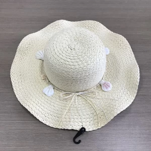 Ladies straw summer hat with decoration string