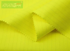 350gsm CVC60/39/1 FR AST water repellent Hi-Vis fluorescent yellow fabric