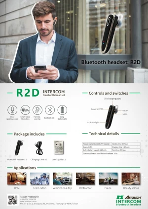 Single ear Bluetooth i0009 headset for extension to walkie talkie (2 SETS & 3 SETS PACKAGE)| R2D