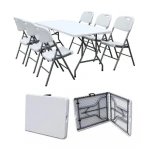 HDPE 6FT Fold in Half Blow up Dining Event Rectangle Foldable Picnic Garden Table