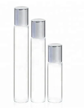 5ML 8ML 10ML glass tube perfume roll on bottle with steel ball and high quality aluminum cap