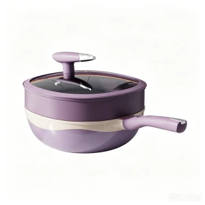 Healthy Titanium Ceramic Non-Stick Wok, Zero Coating Light Frying Pan With Glass Lid, Universal For Induction & Gas Sto