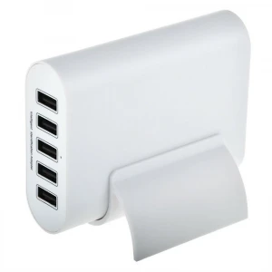 White 5V 10A 5-Port USB Portable Home Travel Wall Charger US AC power adapter