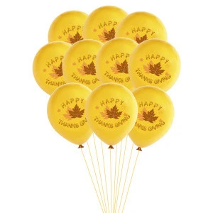 10 pcs Thanksgiving 12-inch Latex Balloon Maple Leaf HAPPY THANKSGIVING Festival Party Decoration