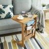 100% Bamboo Wood TV Tray Removable Side Couch Console Table Laptop Desk with Storage Bag