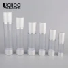Cosmetic packaging silver spray pump, Round skincare aluminium Airless  Pump Bottle