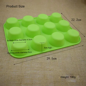 12 Holes Thicken Silicone Cake Baking Mould Round Muffin Cup Jelly Pudding Egg Tart  DIY Kitchen Supplies Baking Tray