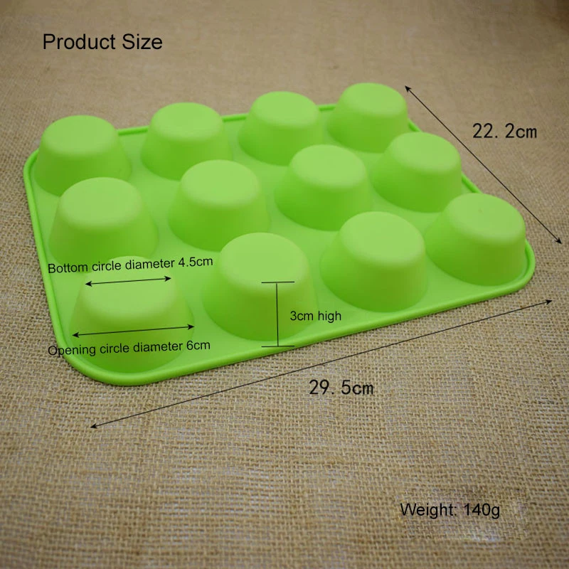 12 Holes Thicken Silicone Cake Baking Mould Round Muffin Cup Jelly Pudding Egg Tart  DIY Kitchen Supplies Baking Tray