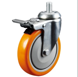 125mm Medium heavy duty Swivel PU industry caster wheel with total lock brake