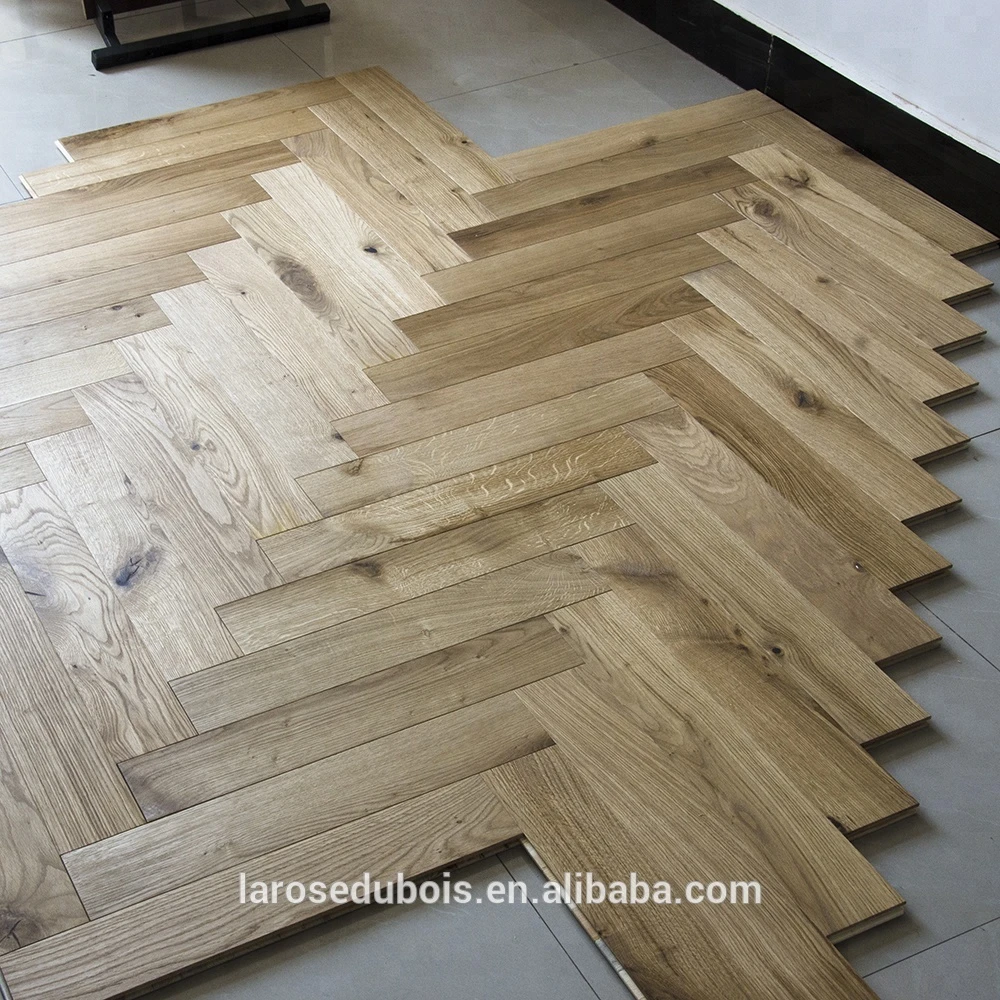 15/4*90*500 mm 3 Layer Herringbone Parquet Patterns Natural Oiled Engineered Wood Flooring