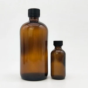 16oz pharmaceutical bottle amber glass boston 15ml 30ml 60ml 120ml  500ml round bottle with black cap