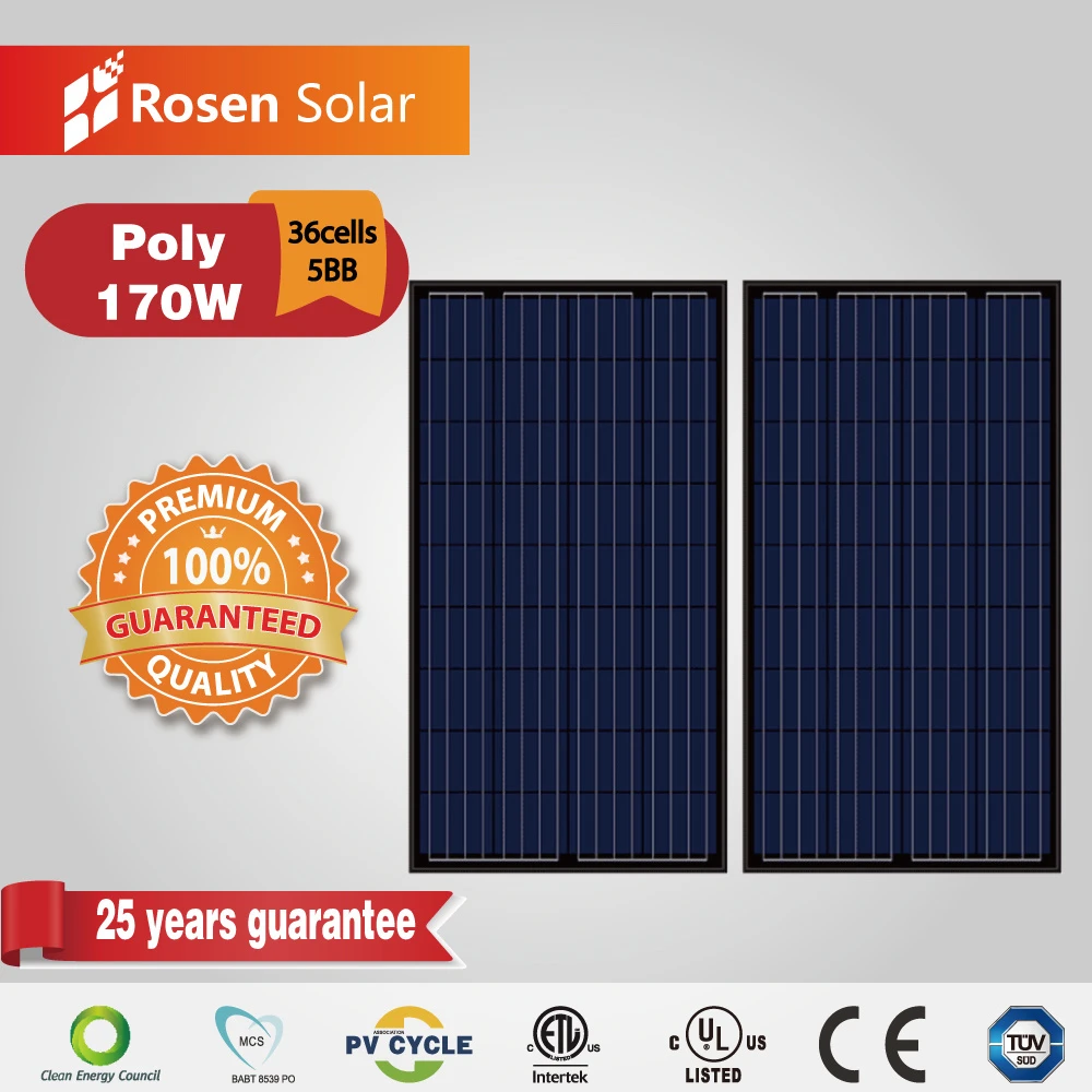 170W China Polycrystalline 5bb Black Solar Panel for Wholesale
