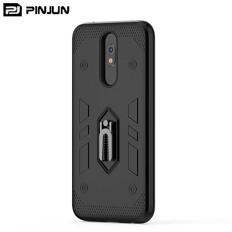 2 in 1 Case Hard Phone Cover TPU+PC Case for Redmi 8A with Holder Ring