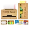 2 in 1 wall mount heavy duty 3 openings bamboo wooden trash bag holder organizer dispenser with lock