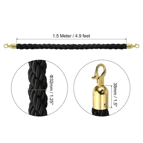 Buy 2 Pack 1.5m/5ft Barrier Rope Twisted Post Ropes With Snap Hooks For ...