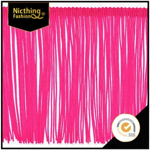 2016 Fashion High quality pink long polyester material tassel fringe for clothing