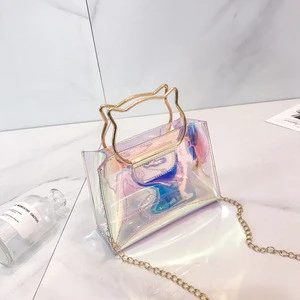 2020 fashion summer new ladies messenger shoulder bags colorful laser jelly women handbags small square chain bag