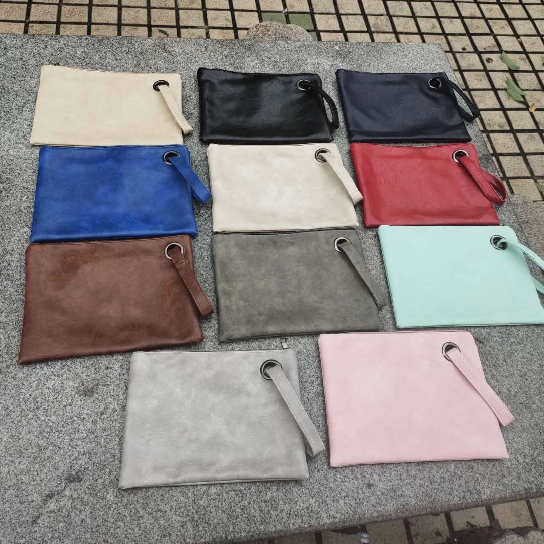 2020 New Style Large Capacity Leather Envelope Bag Solid Color Women Handbag Fashion Ladies Oversized Wristlet Clutch Bag